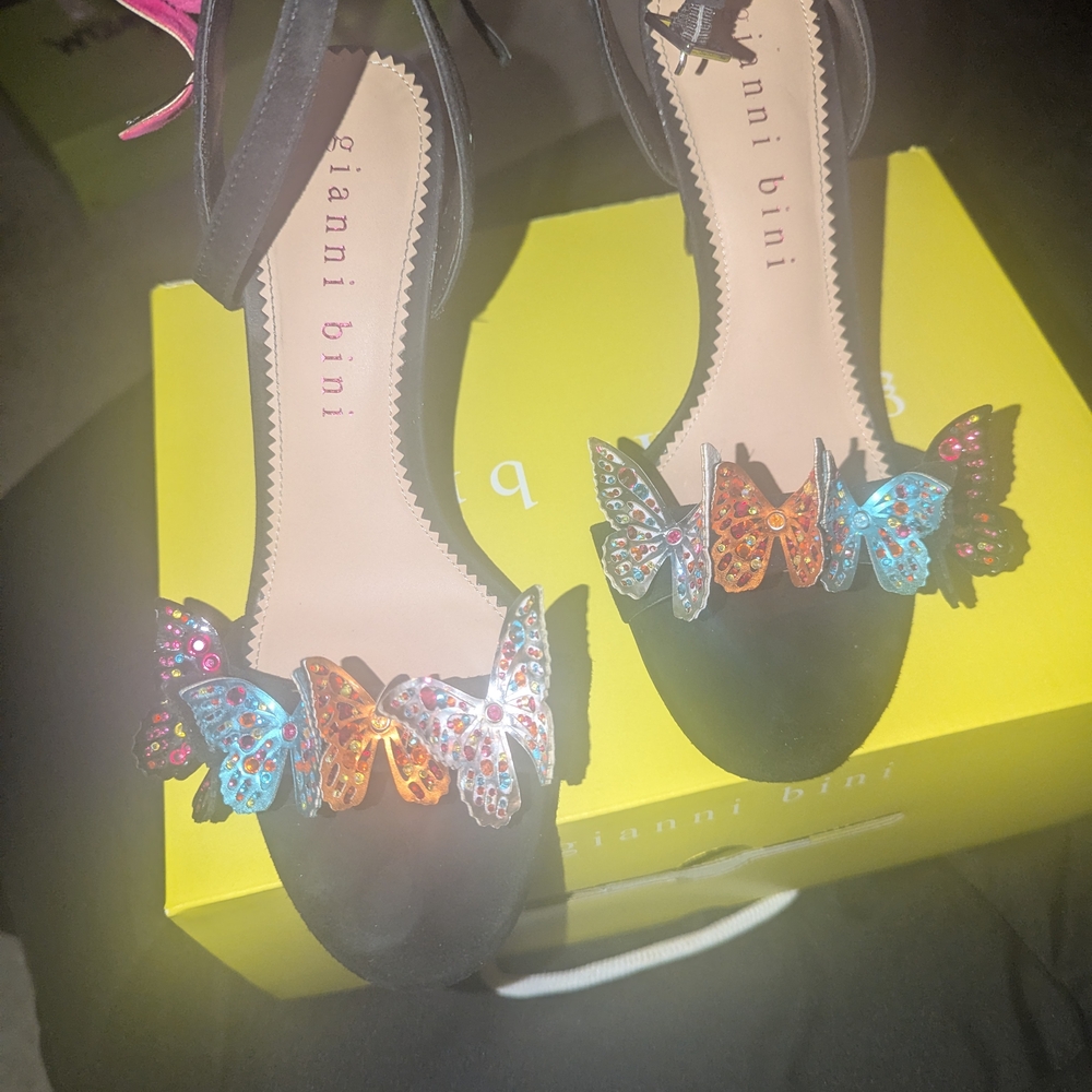 Gianni Bini Black Butterfly Embellished Women's Sandals